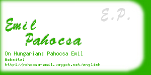 emil pahocsa business card